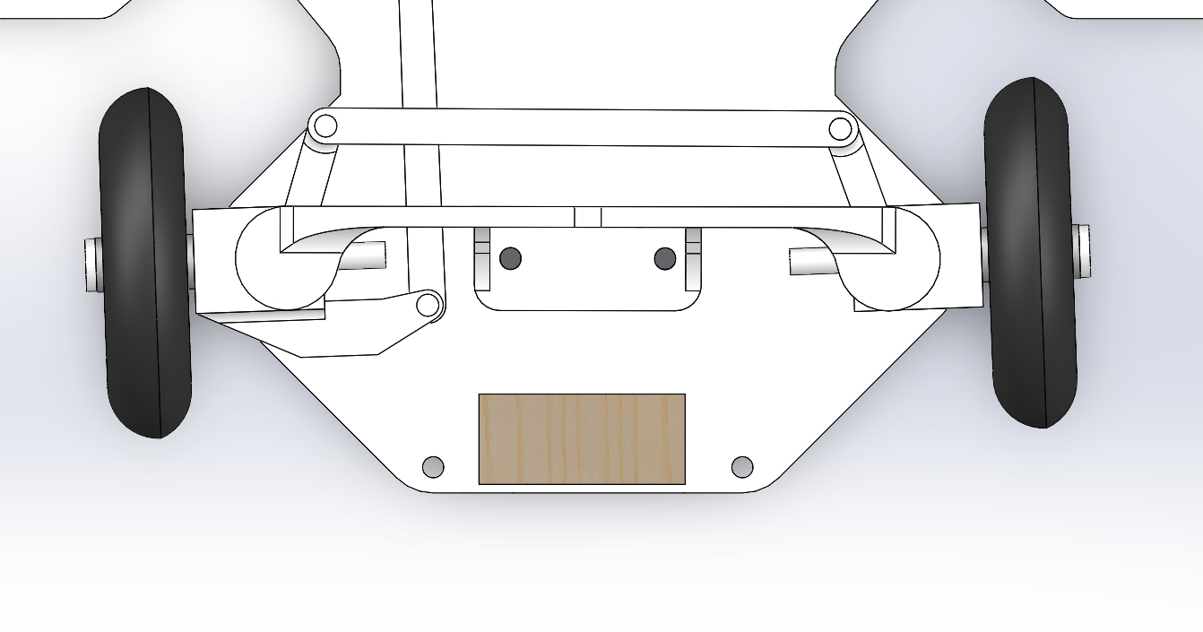 CAD view of the front wheel steering linkage