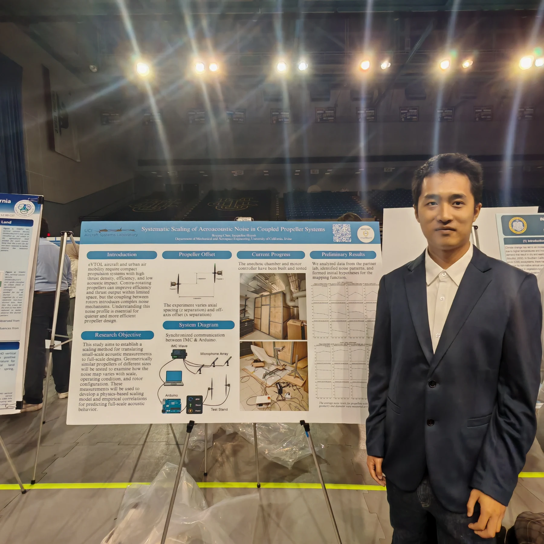 Me standing beside my propeller noise research poster at the UROP Symposium